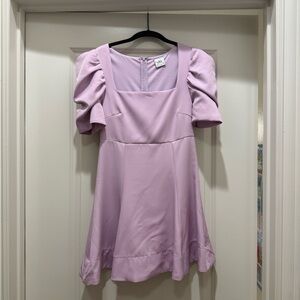 Lavender Puff Sleeve Mini Dress